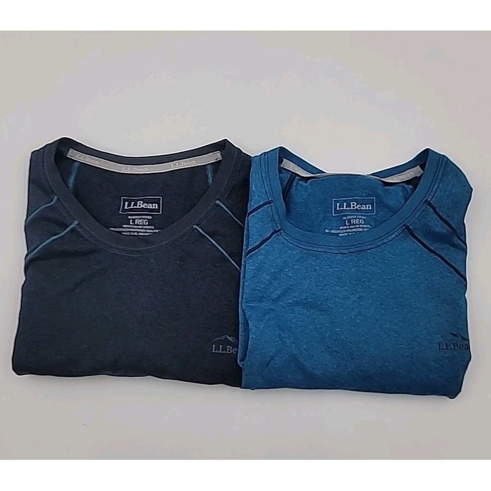 2pc  Men's .L. Bean Slightly Fitted Athletic T Shirt‎ Large Blue